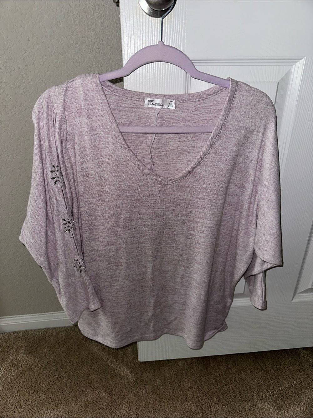 Madison Lavender V-Neck Short Sleeve Top
